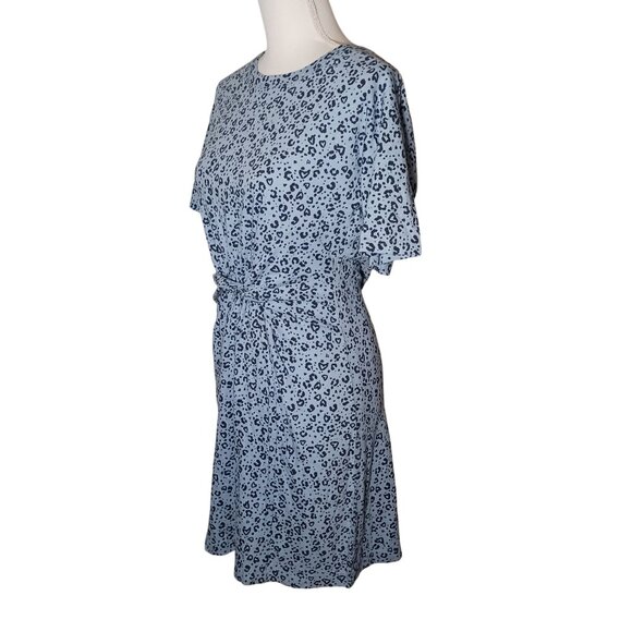 NEW Aerie Blue Heart Leopard Print T-shirt Dress Knot Front Size S - Picture 4 of 11